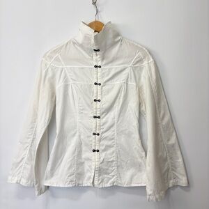 Alidio Michelli VTG White Chinese Imperial Style Slim Fit Hooke & Eye Closure 4